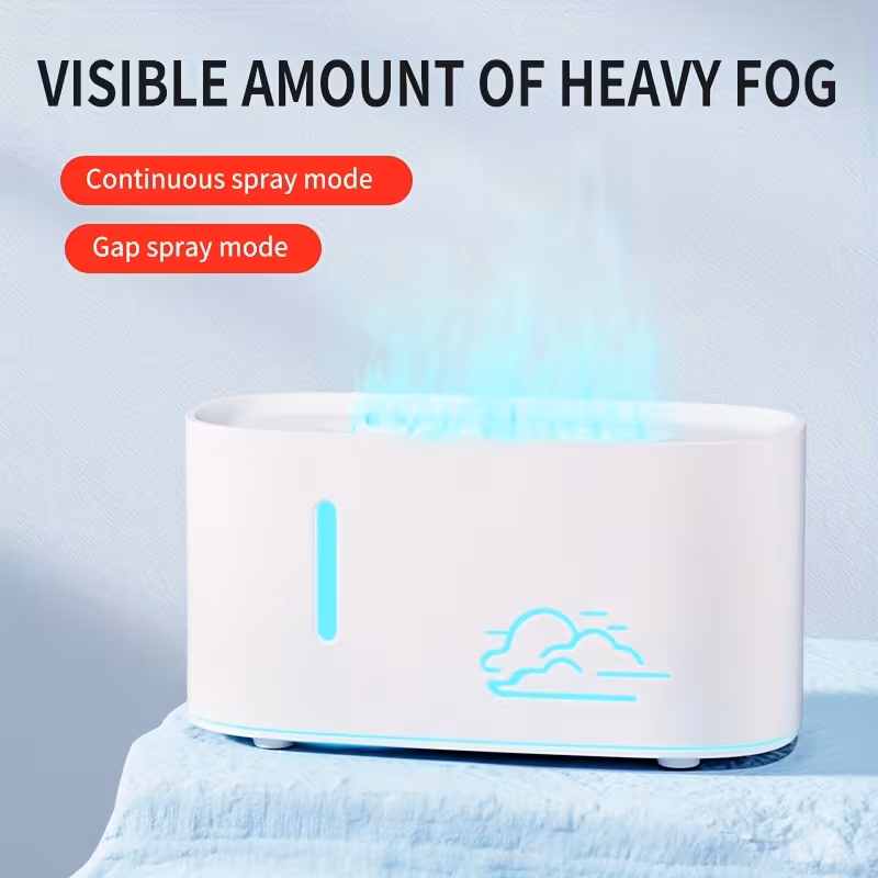 Cloud-Shaped Flame Diffuser/Humidifier with Sleep-Enhancing Glow - Modern Purple LED Decor - Image 5